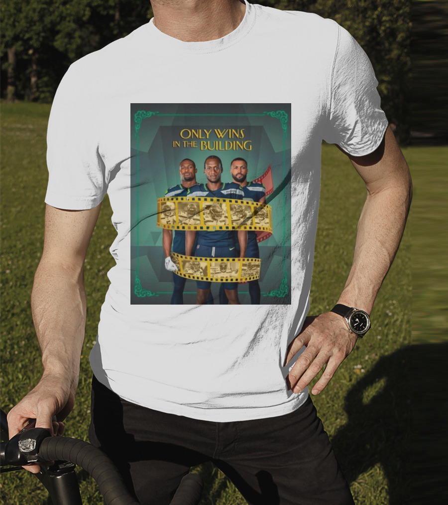 ONLY WINS IN THE BUILDING SEATTLE SEAHAWKS FILM STRIP BACKGROUND T-Shirt
