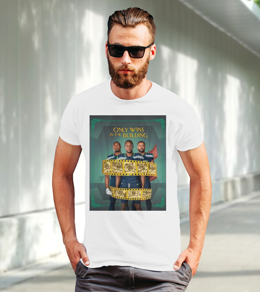 ONLY WINS IN THE BUILDING SEATTLE SEAHAWKS FILM STRIP BACKGROUND T-Shirt