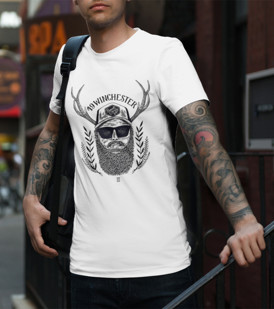 49 Winchester III Rustic Antler Beard Retro T-Shirt