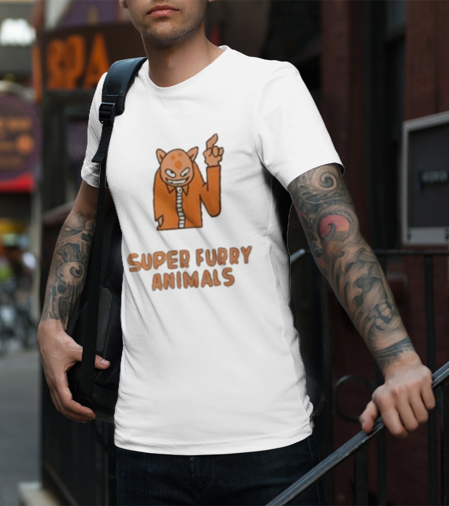 Super Furry Animals Cartoon Character Orange Creature T-Shirt