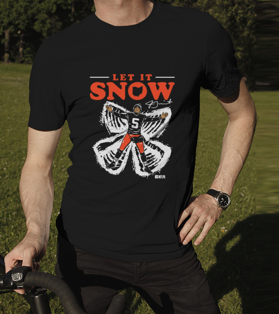 Let It Snow NFLPA Signature Snow Angel Number 5 T-Shirt