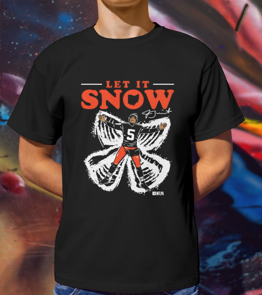 Let It Snow NFLPA Signature Snow Angel Number 5 T-Shirt