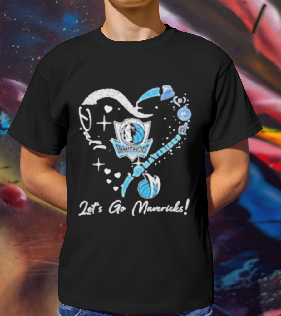Dallas Mavericks Heart Diamond Let's Go Mavericks T-Shirt