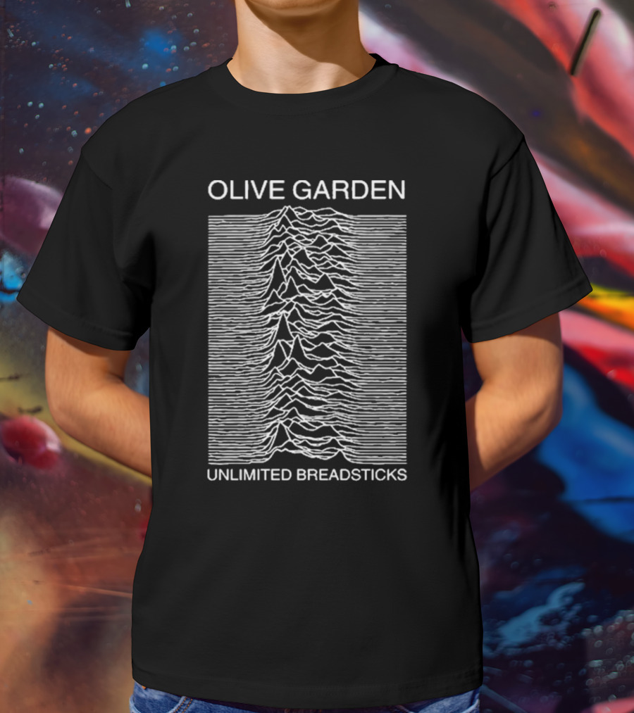 Olive Garden Unlimited Breadsticks Graphics Fakehandshake Joy Division Unknown Pleasures Lines T-Shirt