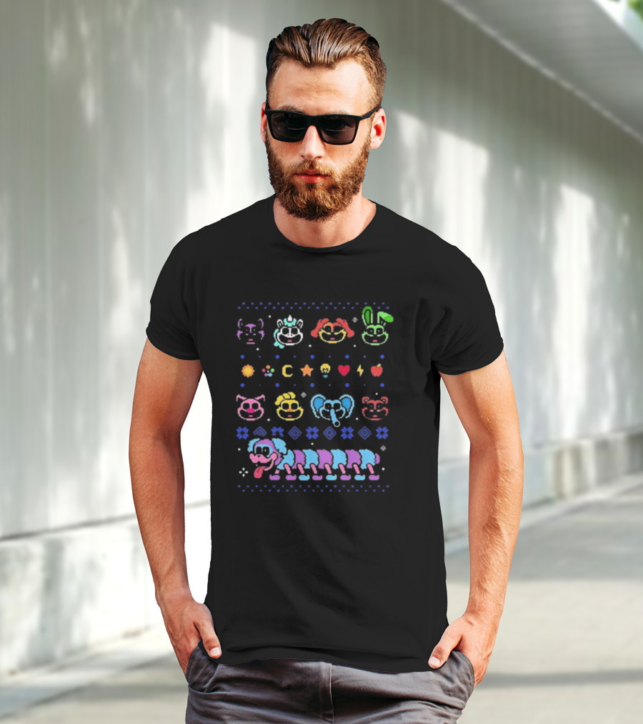 Smiling Critters Holiday Sweater Colorful Characters And Icons T-Shirt