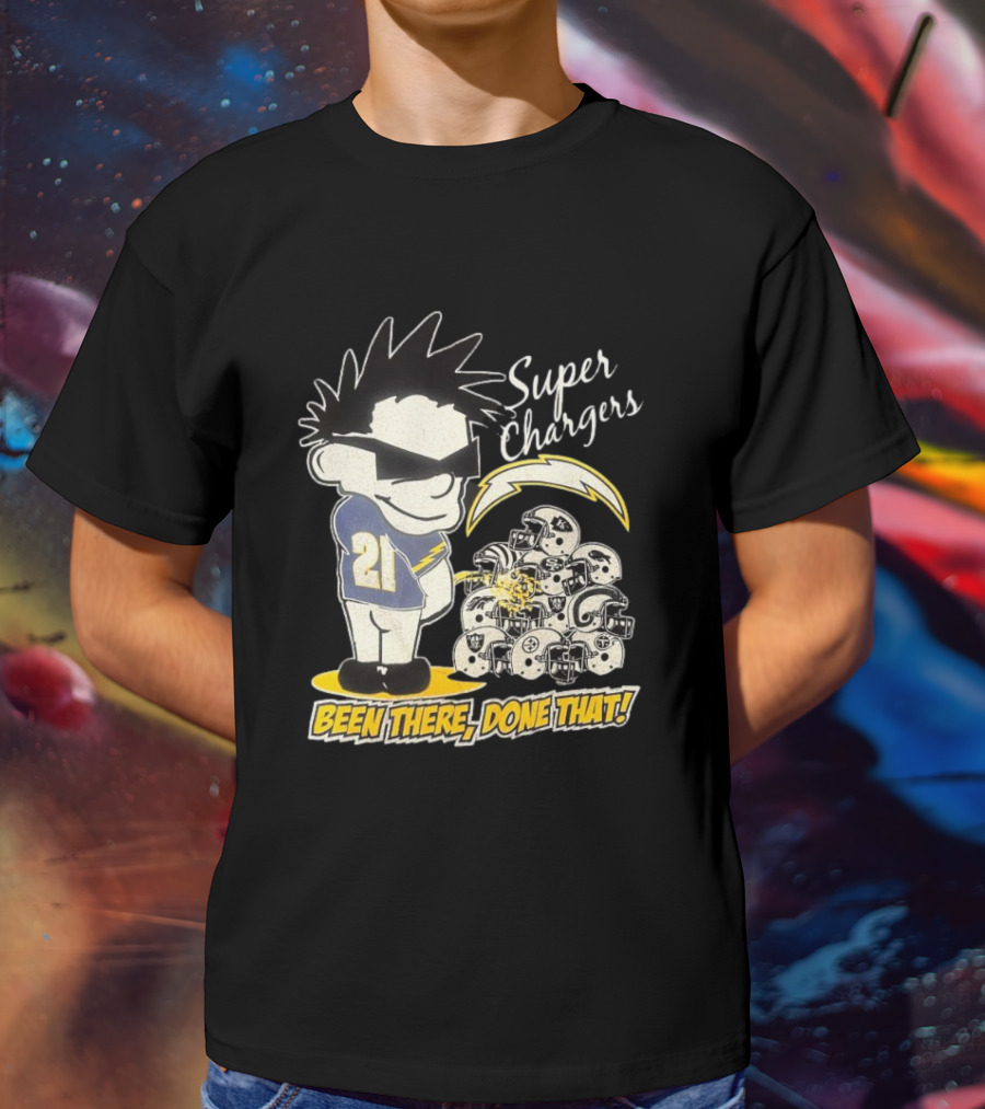 Los Angeles Chargers Super Chargers Been There Done That Vintage 21 Player Helmets T-Shirt