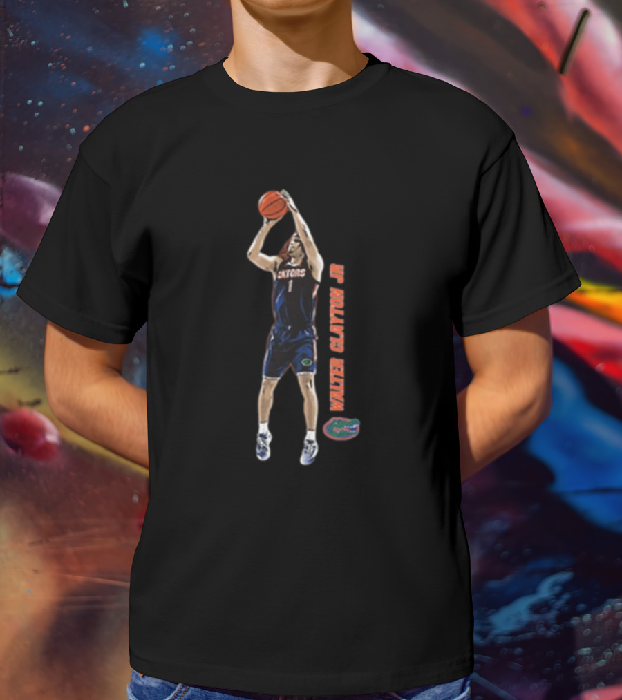 Walter Clayton Jr. Florida Gators Basketball Shooting Cartoon T-Shirt
