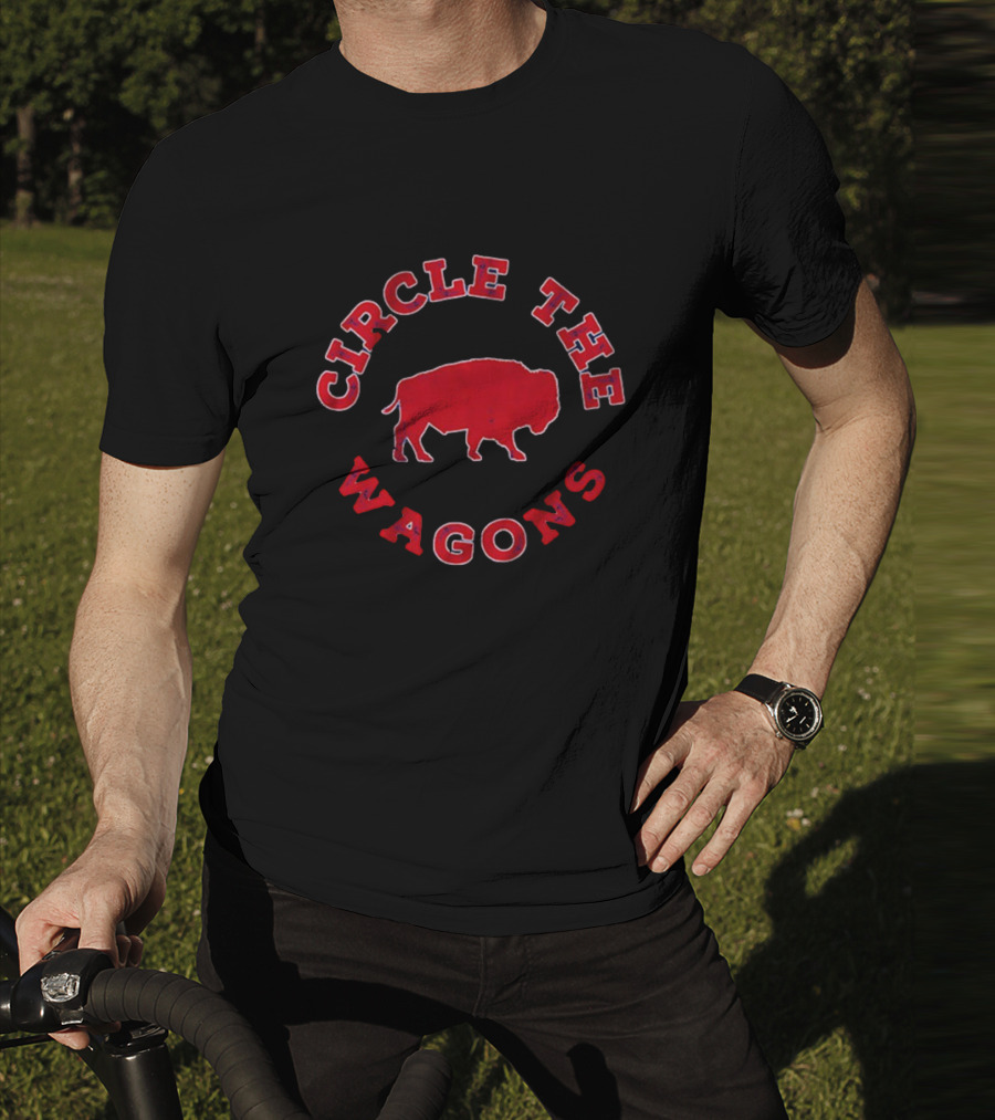 Buffalo Bills Circle The Wagons Red Bison T-Shirt