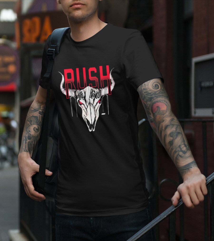 Rush El Toro Blanco AEW Skull With Red Eyes T-Shirt