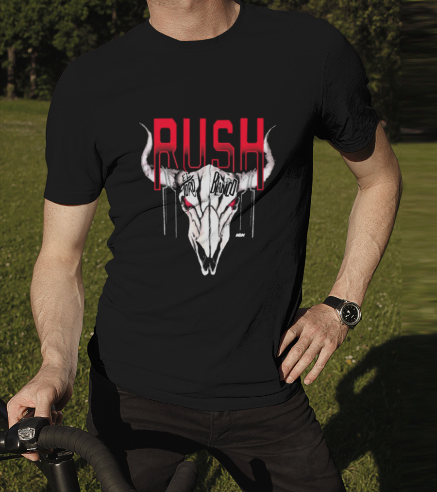 Rush El Toro Blanco AEW Skull With Red Eyes T-Shirt