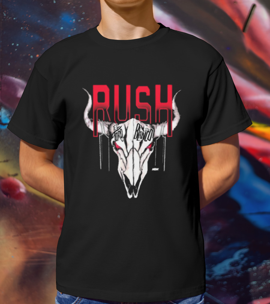 Rush El Toro Blanco AEW Skull With Red Eyes T-Shirt