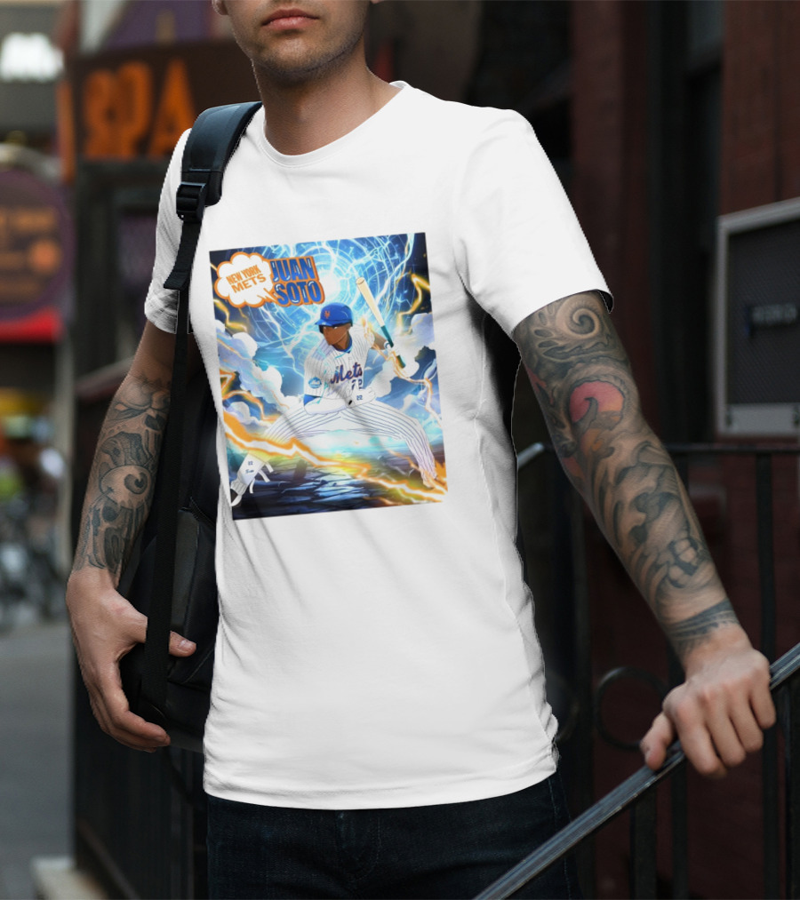 New York Mets Juan Soto Baseball Lightning Adventure T-Shirt