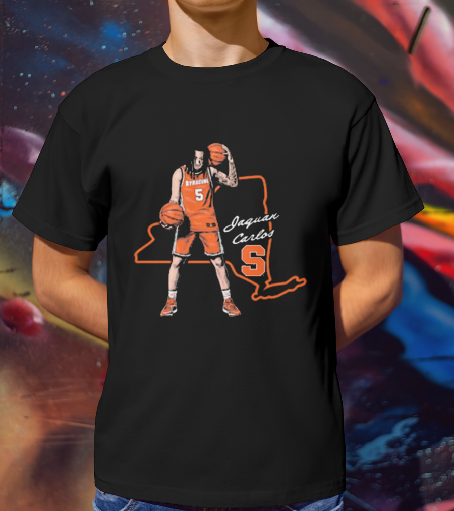 Jaquan Carlos Syracuse Orange Basketball New York State Outline T-Shirt