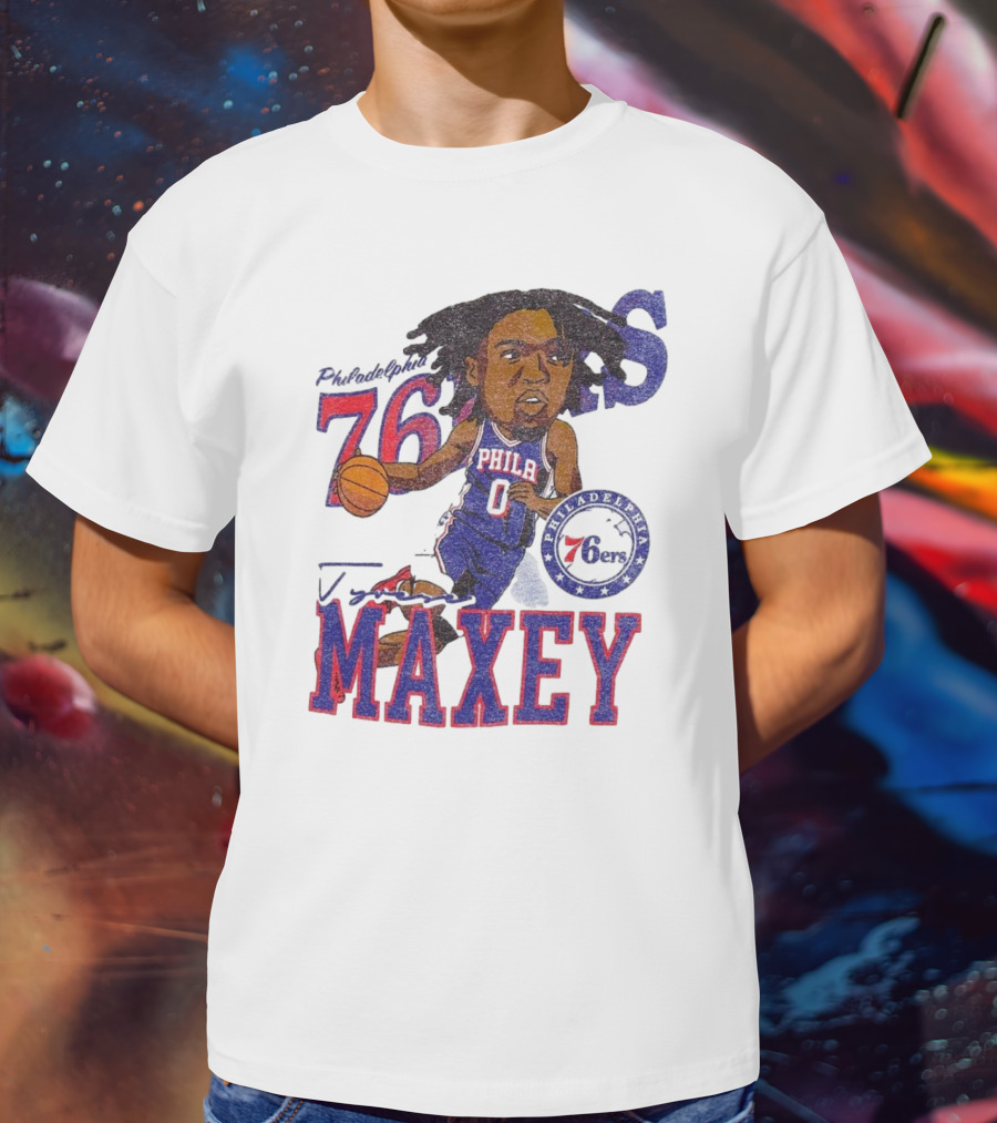 Philadelphia 76ers Tyrese Maxey Caricature Player New Era 76 Philadelphian Phila Maxey 6ers T-Shirt