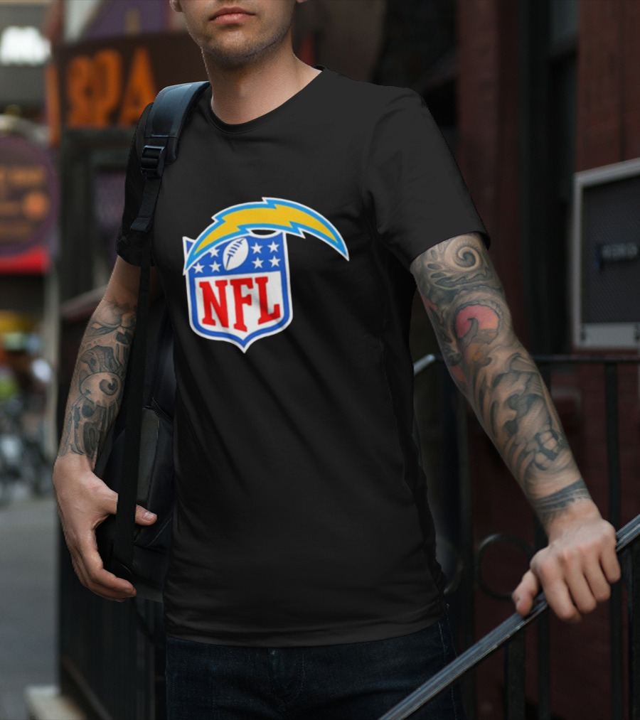 Los Angeles Chargers NFL Lightning Bolt Shield Emblem T-Shirt