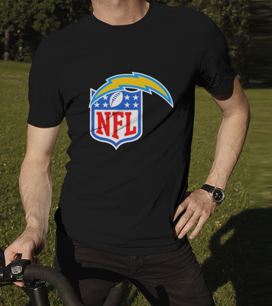 Los Angeles Chargers NFL Lightning Bolt Shield Emblem T-Shirt