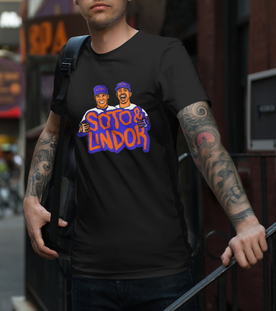 Soto And Lindor New York Mets MLB Caricatures T-Shirt