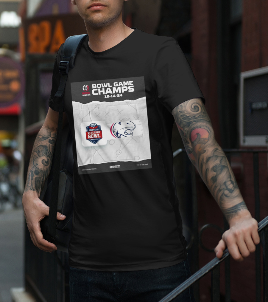 Bowl Game Champs 12-14-24 Salute To Veterans Bowl Season South Alabama Jaguars T-Shirt