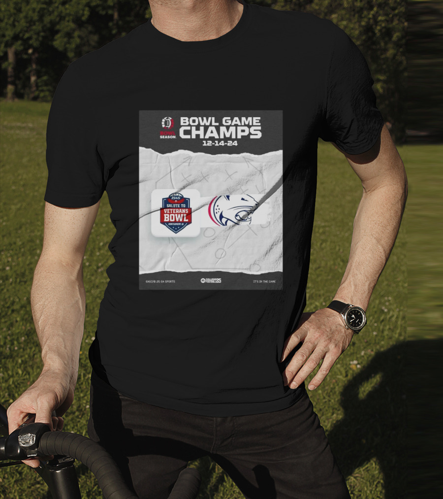 Bowl Game Champs 12-14-24 Salute To Veterans Bowl Season South Alabama Jaguars T-Shirt