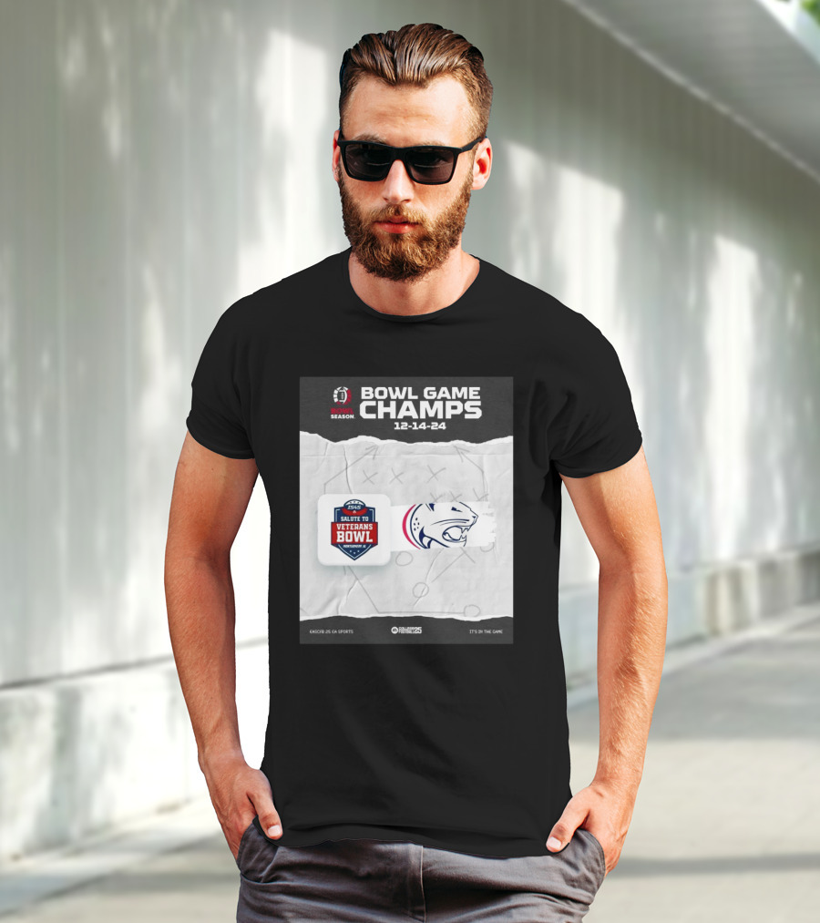 Bowl Game Champs 12-14-24 Salute To Veterans Bowl Season South Alabama Jaguars T-Shirt