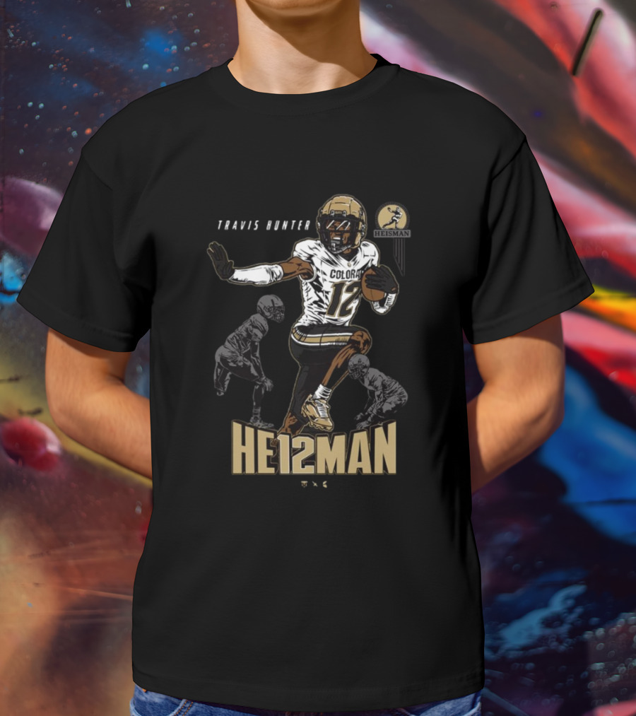 Travis Hunter Colorado 12 Heisman Buffaloes Football T-Shirt