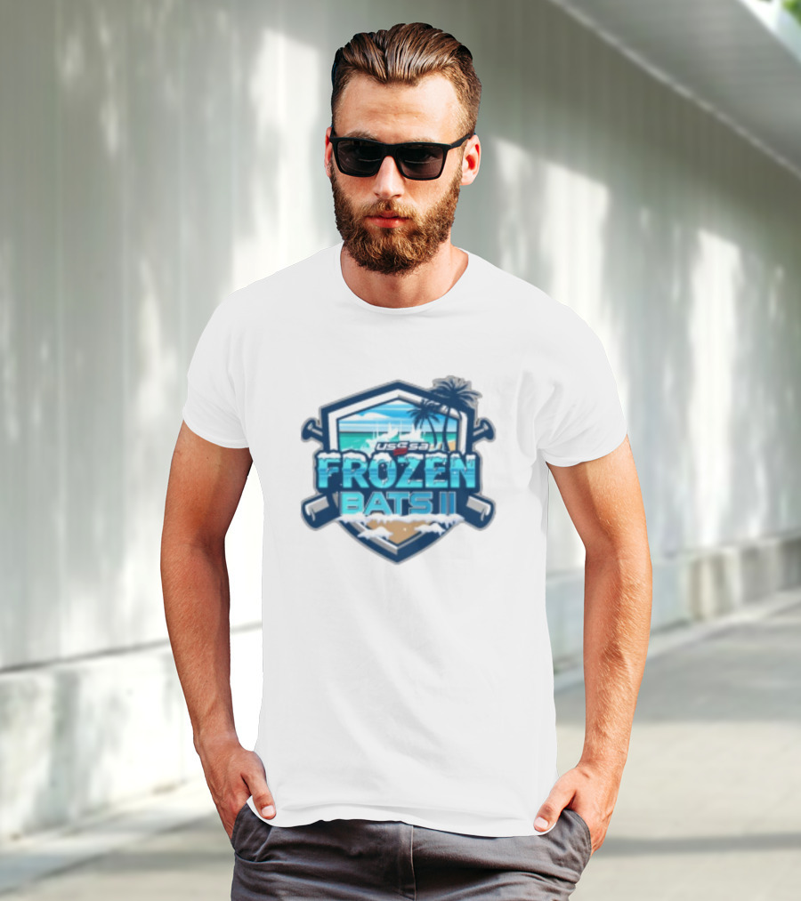 USSSA Frozen Bats II February 22-23 2025 Baseball Tropical Palm Beach Shield T-Shirt