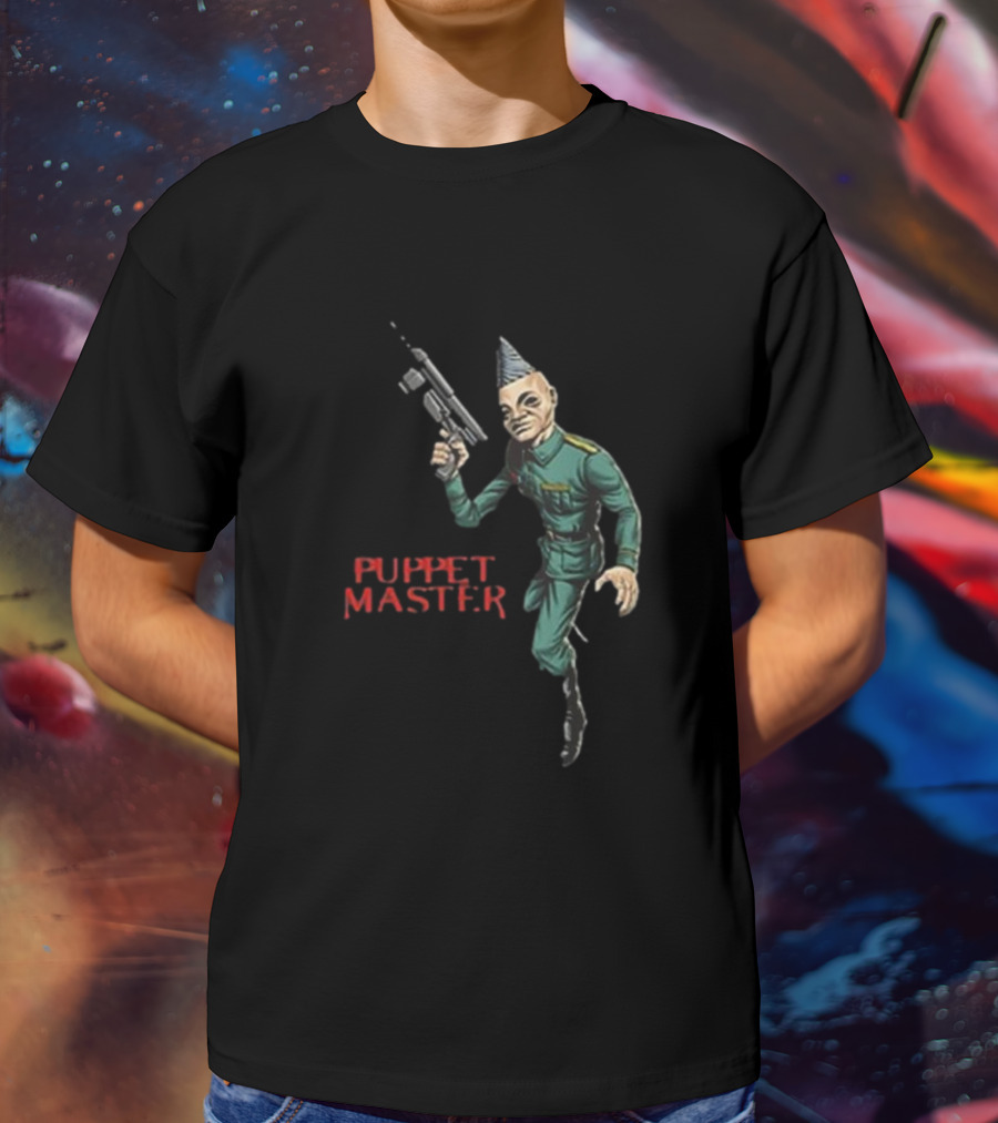 Bull Airs Puppet Master Character With Gun T-Shirt