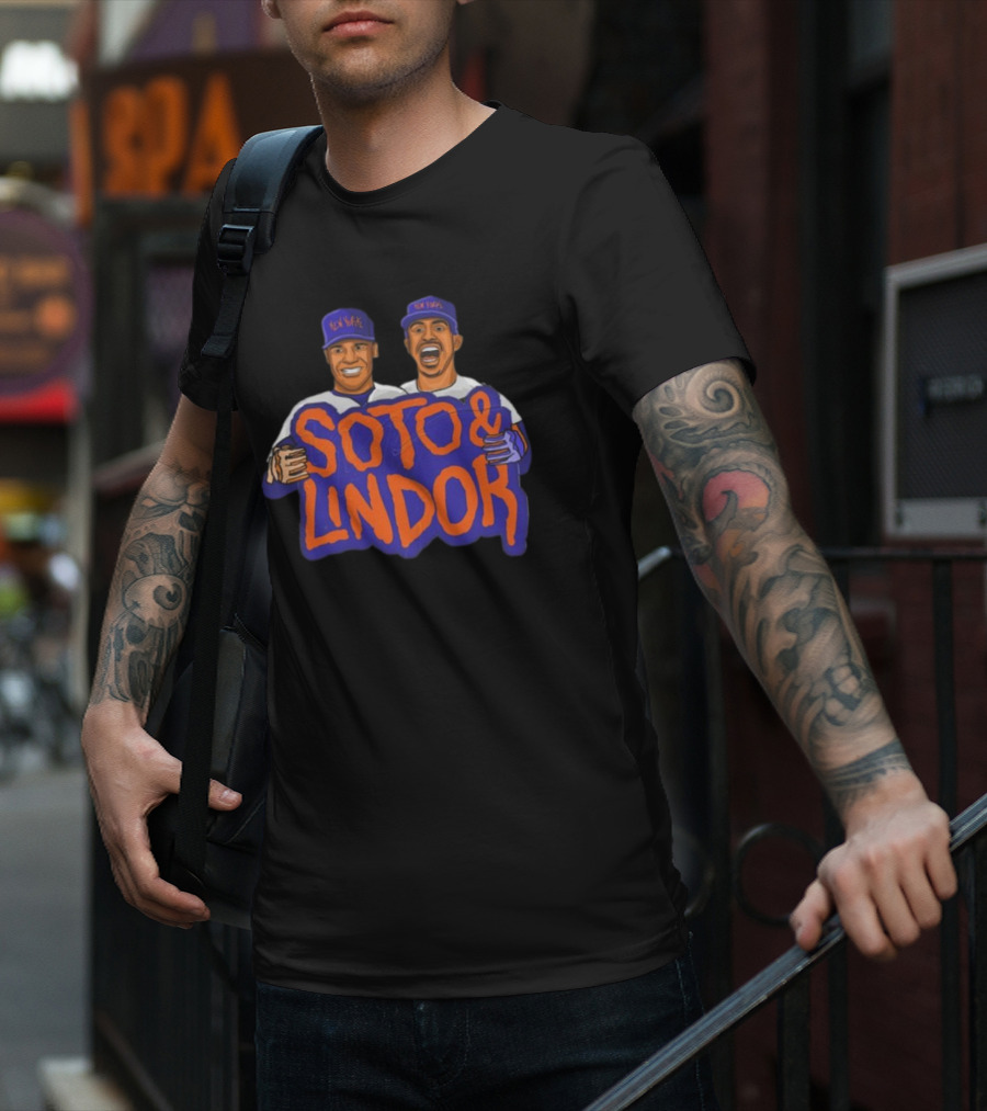 New York Soto And Lindor Caricature Duo T-Shirt