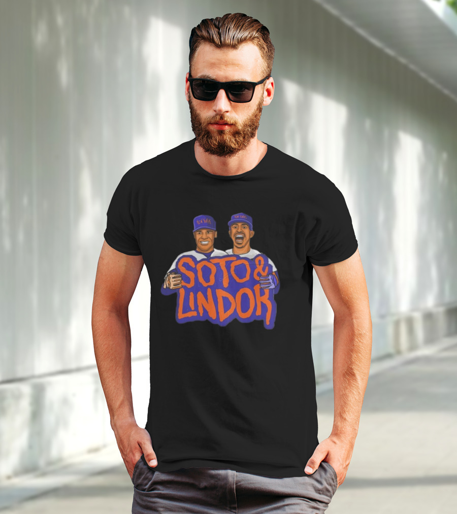 New York Soto And Lindor Caricature Duo T-Shirt