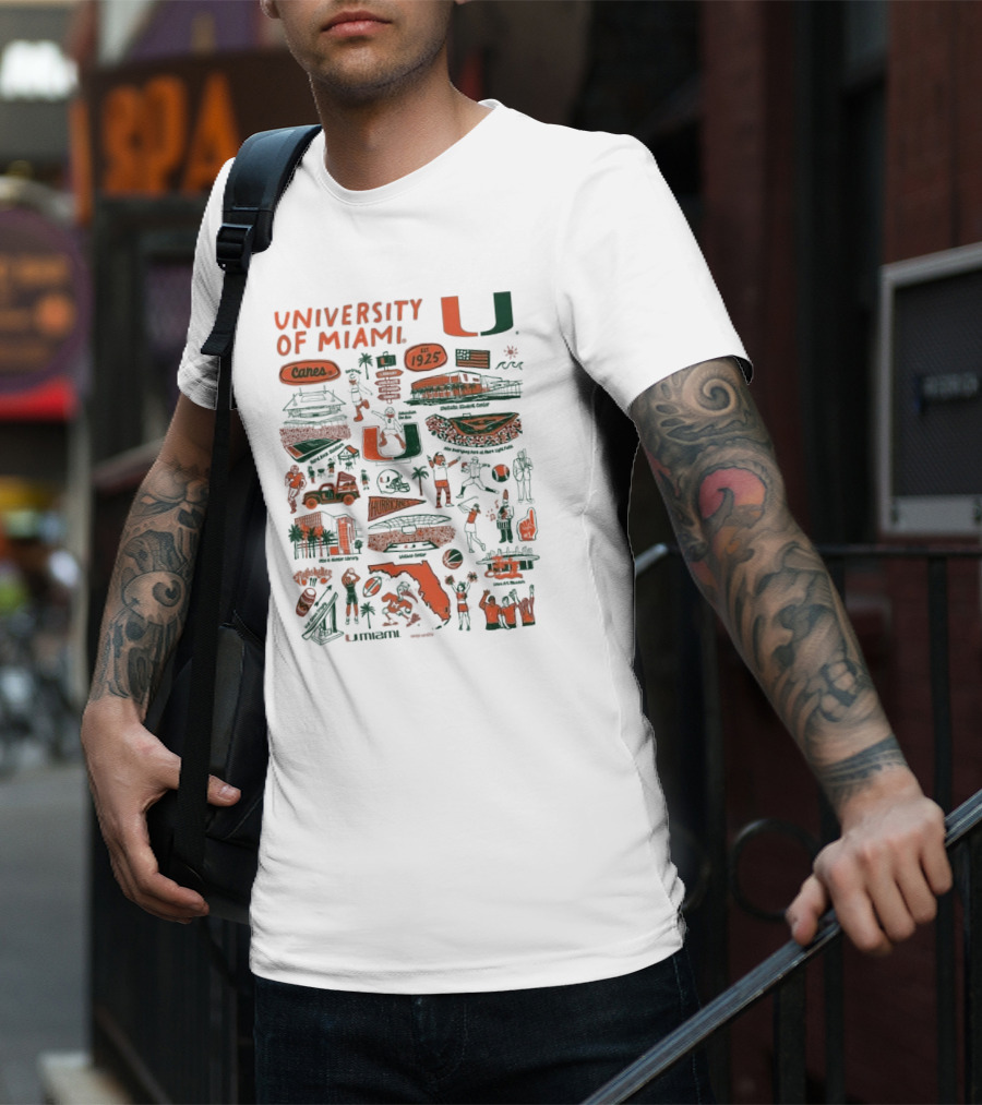 University Of Miami Canes Est 1925 Tropical Park Miami Dade Orange Bowl Gables Hurricanes Umiami T-Shirt