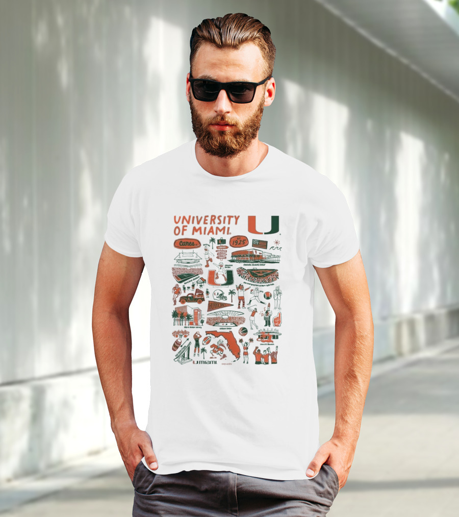 University Of Miami Canes Est 1925 Tropical Park Miami Dade Orange Bowl Gables Hurricanes Umiami T-Shirt