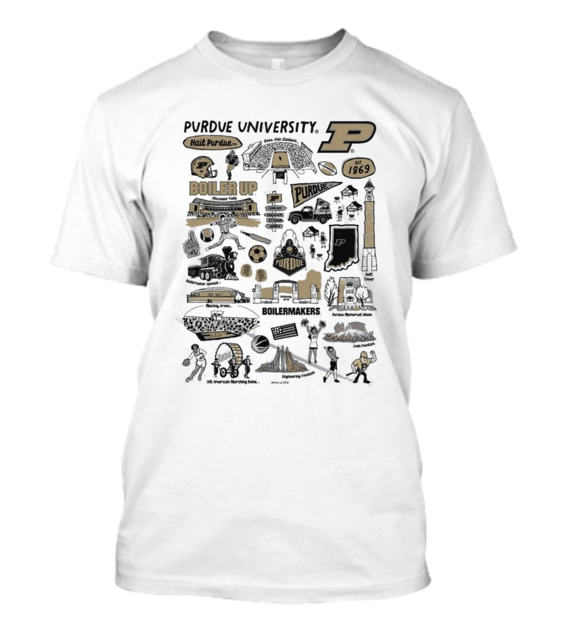 Purdue Boilermakers Hail Purdue University Boiler Up Ross-Ade Stadium Memorial Union Impressions T-Shirt