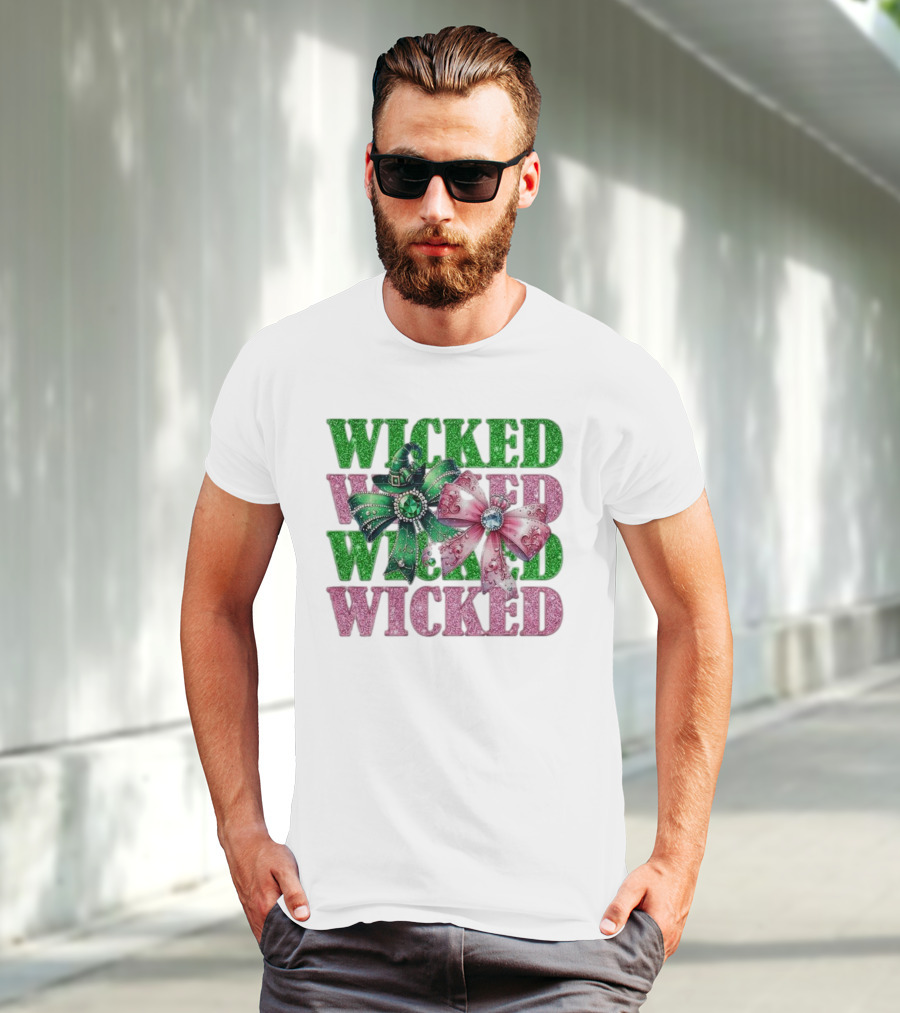 Wicked Coquette Glitter Green Pink Bow Hat T-Shirt