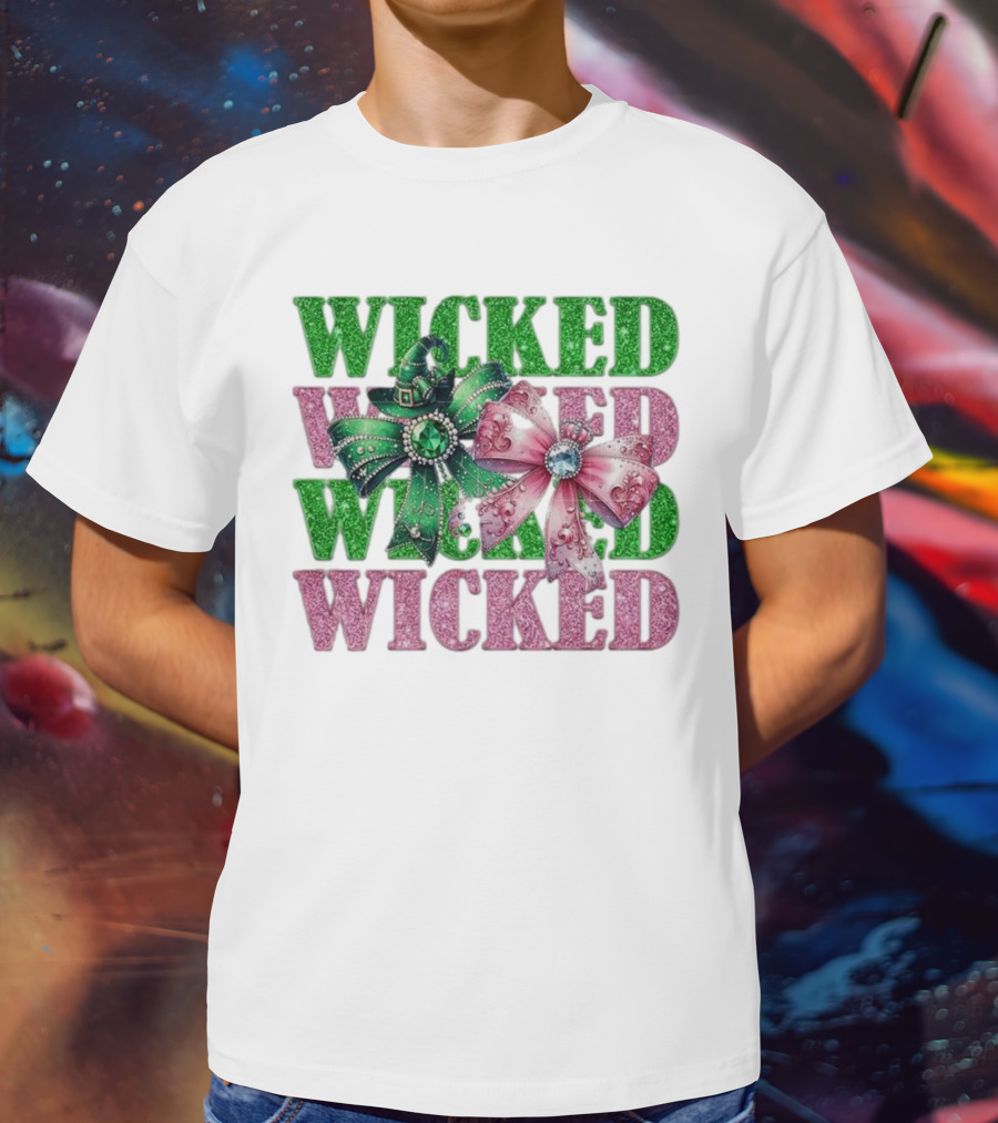 Wicked Coquette Glitter Green Pink Bow Hat T-Shirt