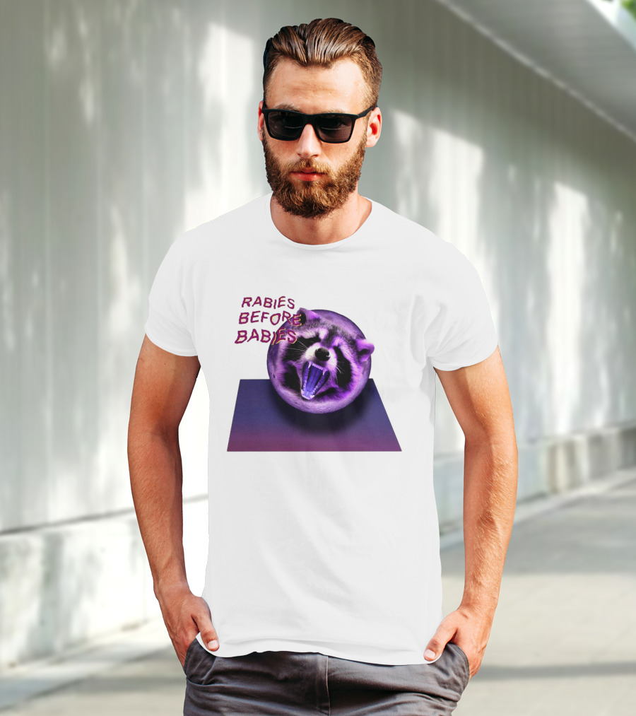 Rabies Before Babies Raccoon Spherical Illusion T-Shirt