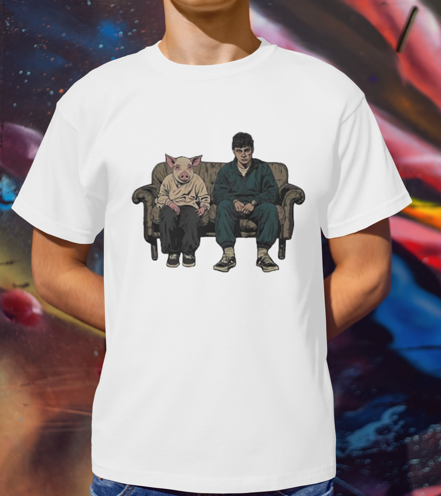 RenMakes Ren Couch Pig Painting Sitting Together T-Shirt