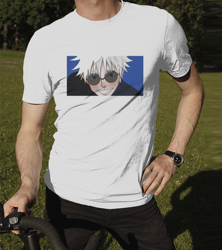 Young Gojo Anime Manga Character Blue Background T-Shirt