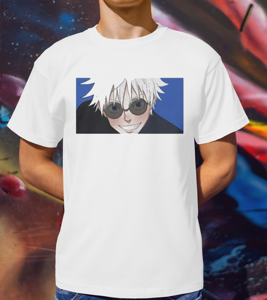 Young Gojo Anime Manga Character Blue Background T-Shirt