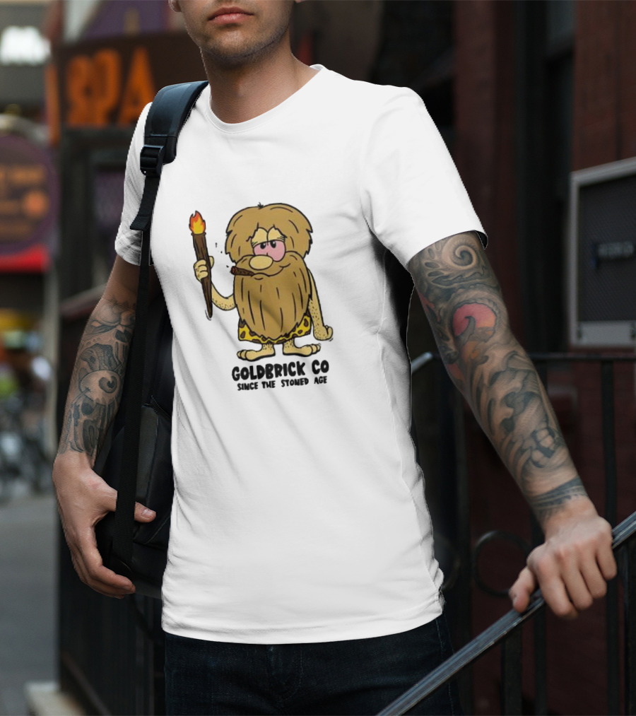 Goldbrick Co Since The Stoned Age Caveman With Torch And Cigar T-Shirt
