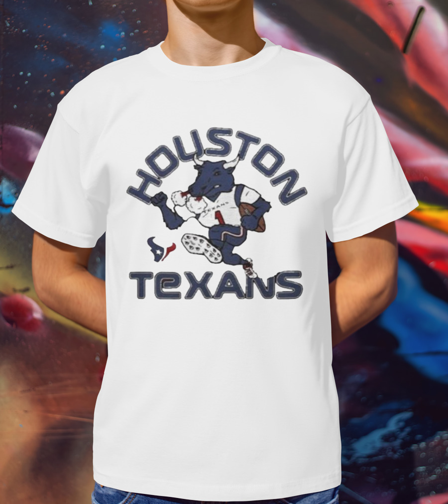 Houston Texans Toro Mascot Running Football T-Shirt