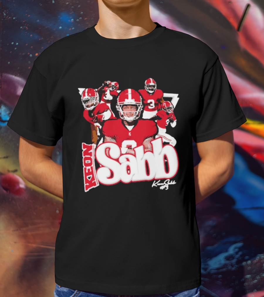 Keon Sabb 3 Alabama Crimson Tide Football Caricature Signature Crimson Jersey Players T-Shirt