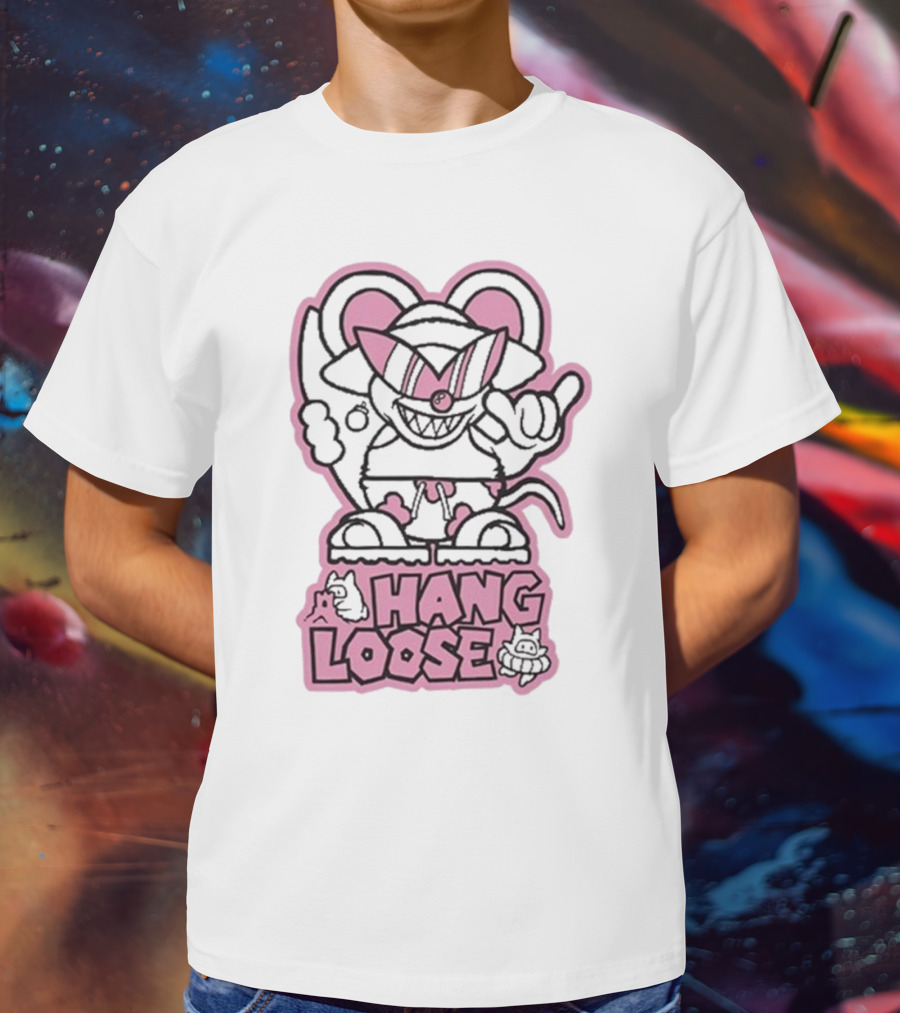 Hang Loose Mouse Art With Sunglasses And Surfboard T-Shirt