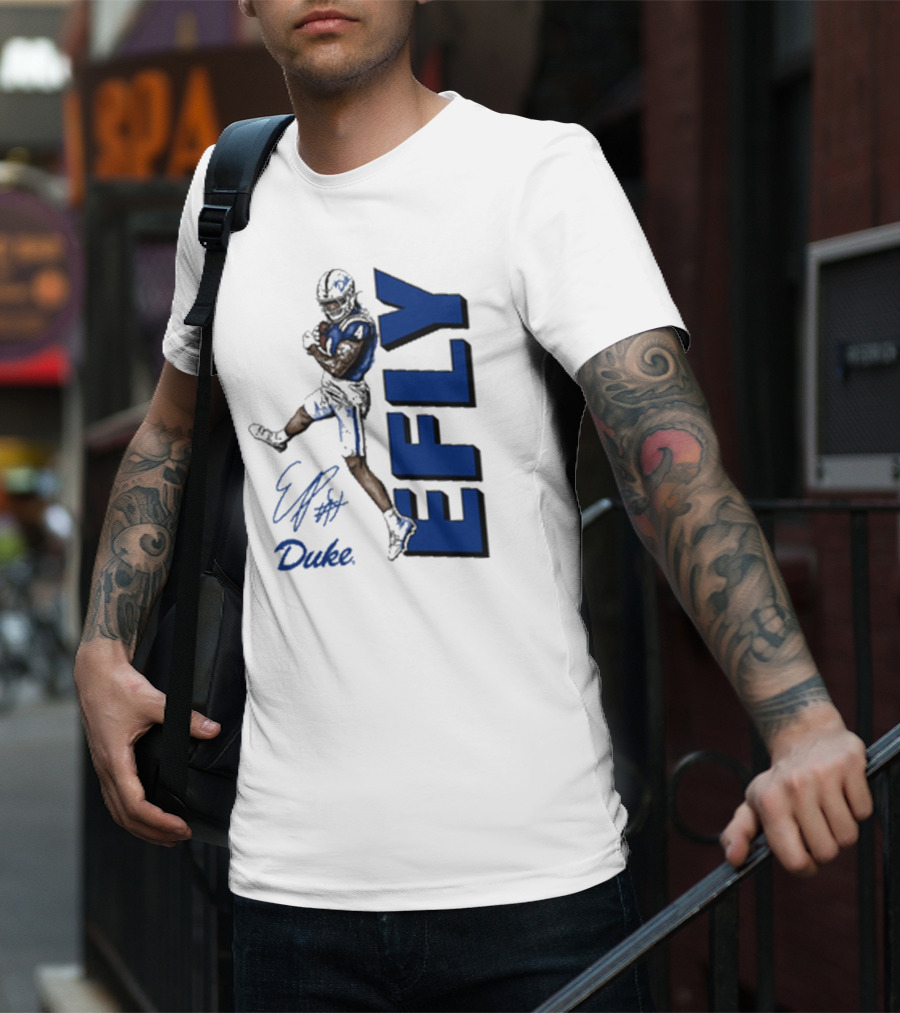 Eli Pancol #4 Duke Blue Devils EFLY Football Signature T-Shirt
