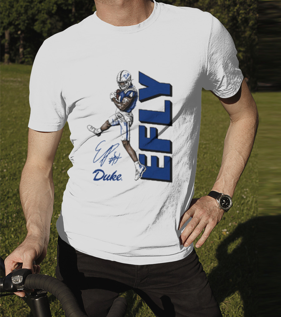 Eli Pancol #4 Duke Blue Devils EFLY Football Signature T-Shirt