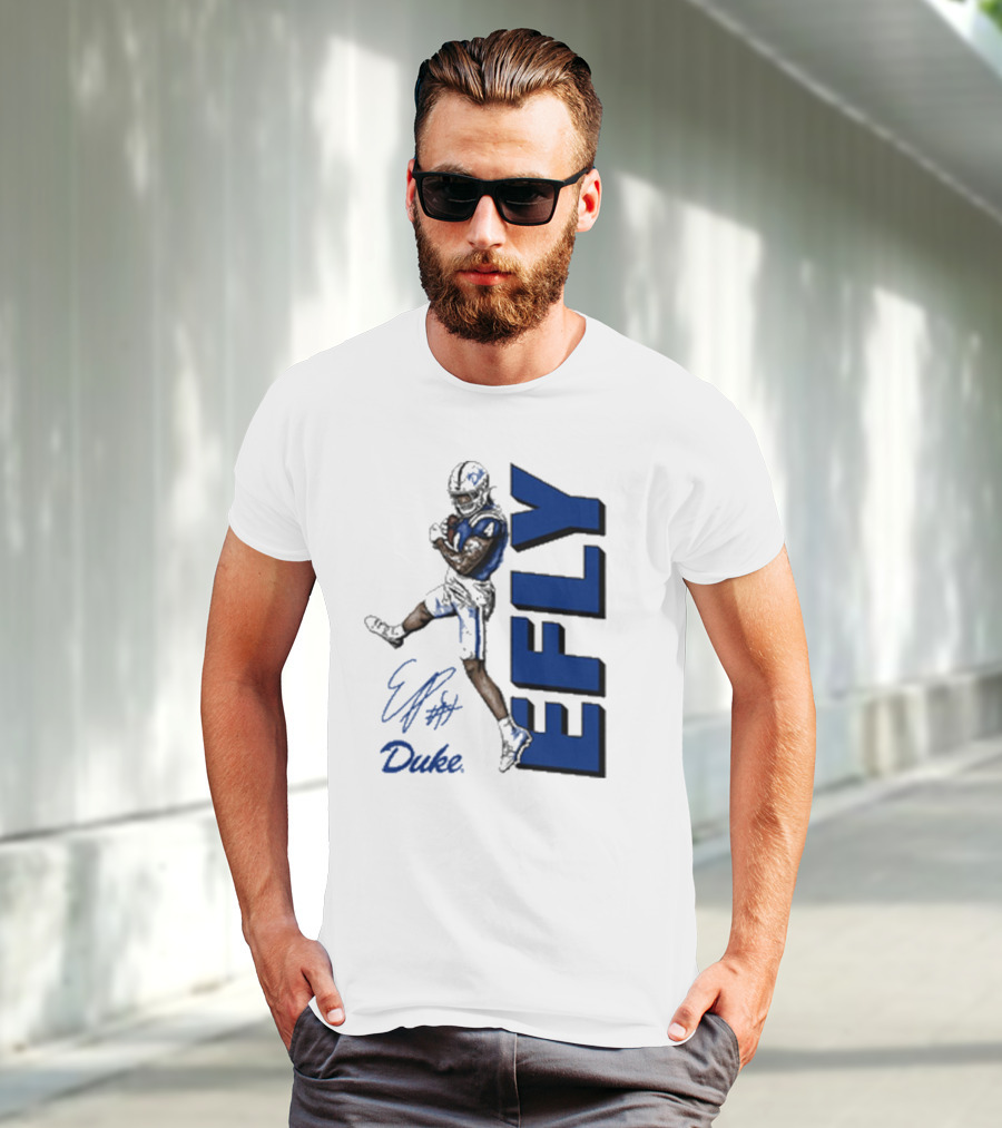 Eli Pancol #4 Duke Blue Devils EFLY Football Signature T-Shirt