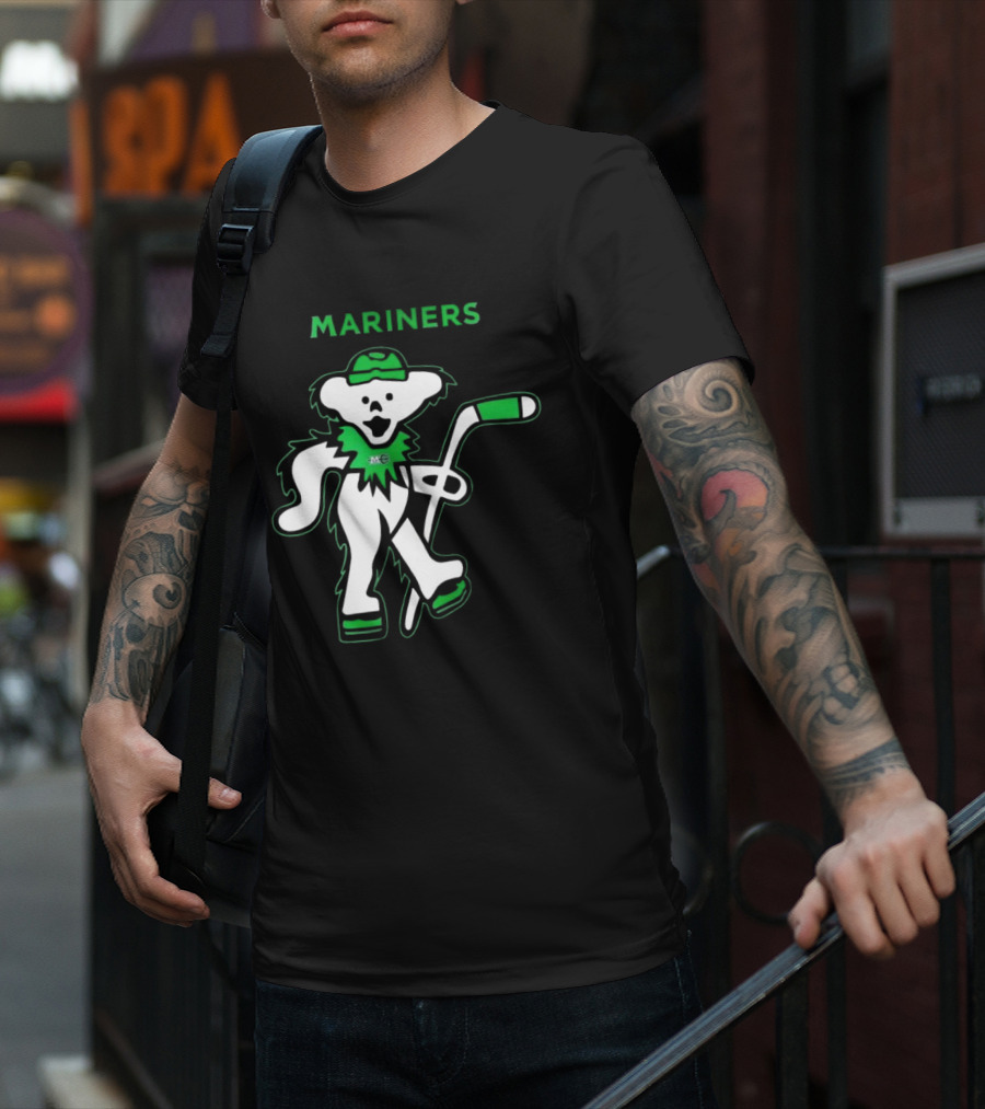 Maine Mariners 2025 Grateful Dead Night Hockey Dancing Bear T-Shirt