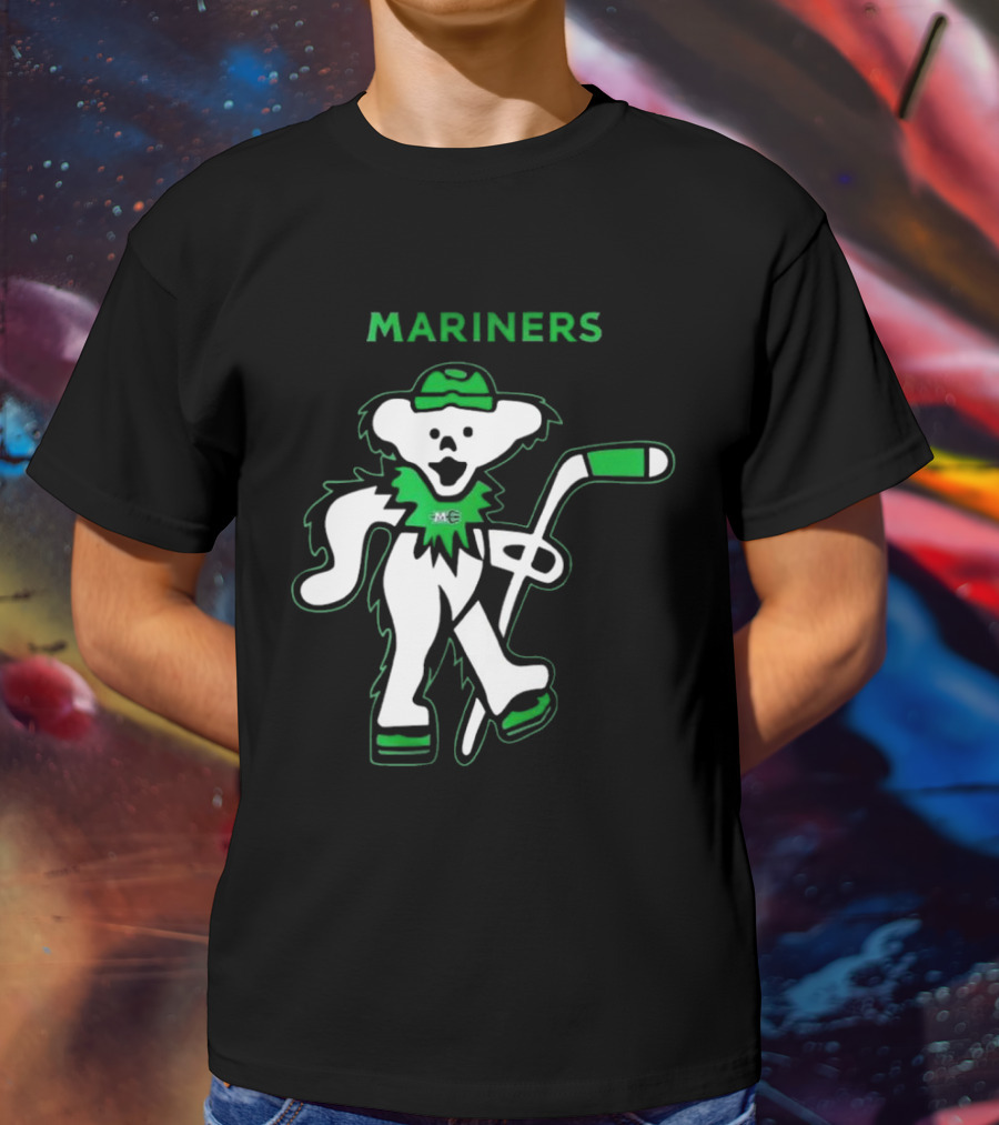 Maine Mariners 2025 Grateful Dead Night Hockey Dancing Bear T-Shirt