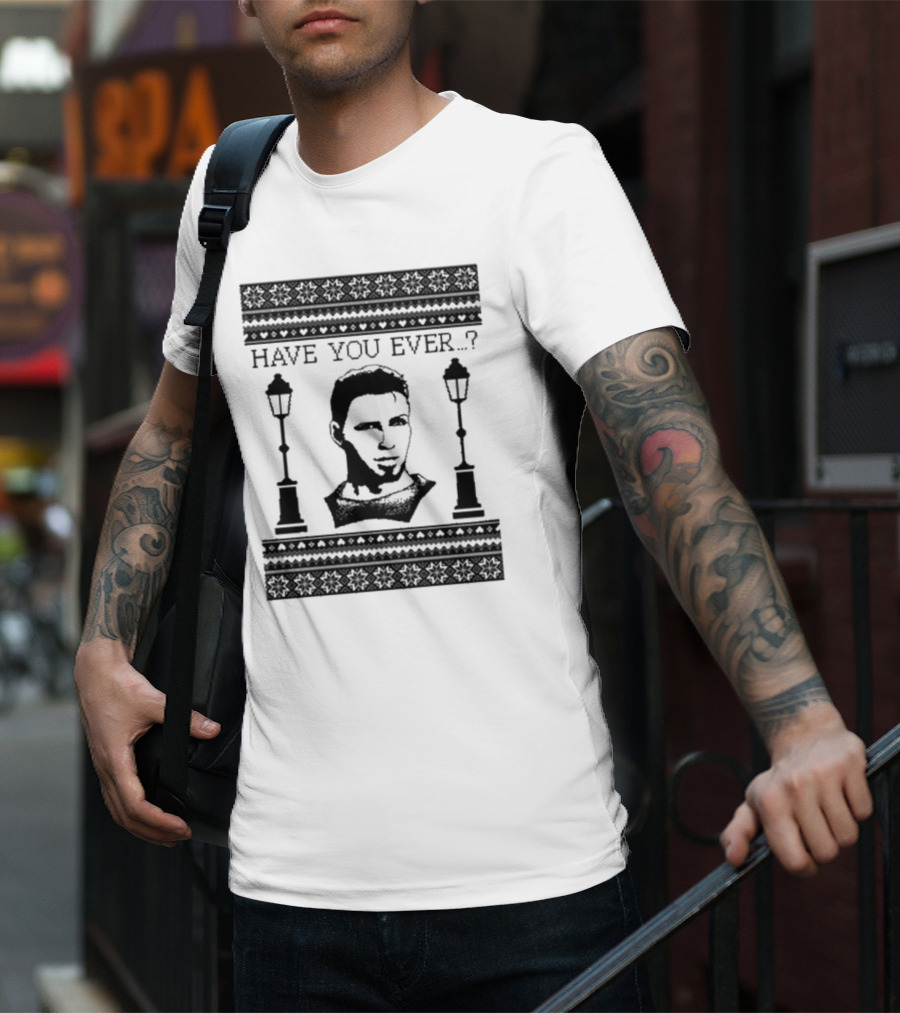 Dragon Age Alistair Have You Ever Ugly Christmas Sweater With Lamp Posts T-Shirt