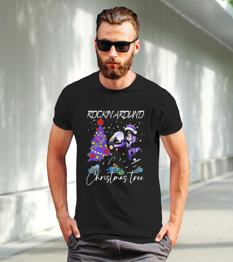 Rockin' Around Christmas Tree In Purple Outfit With Holiday Gifts T-Shirt
