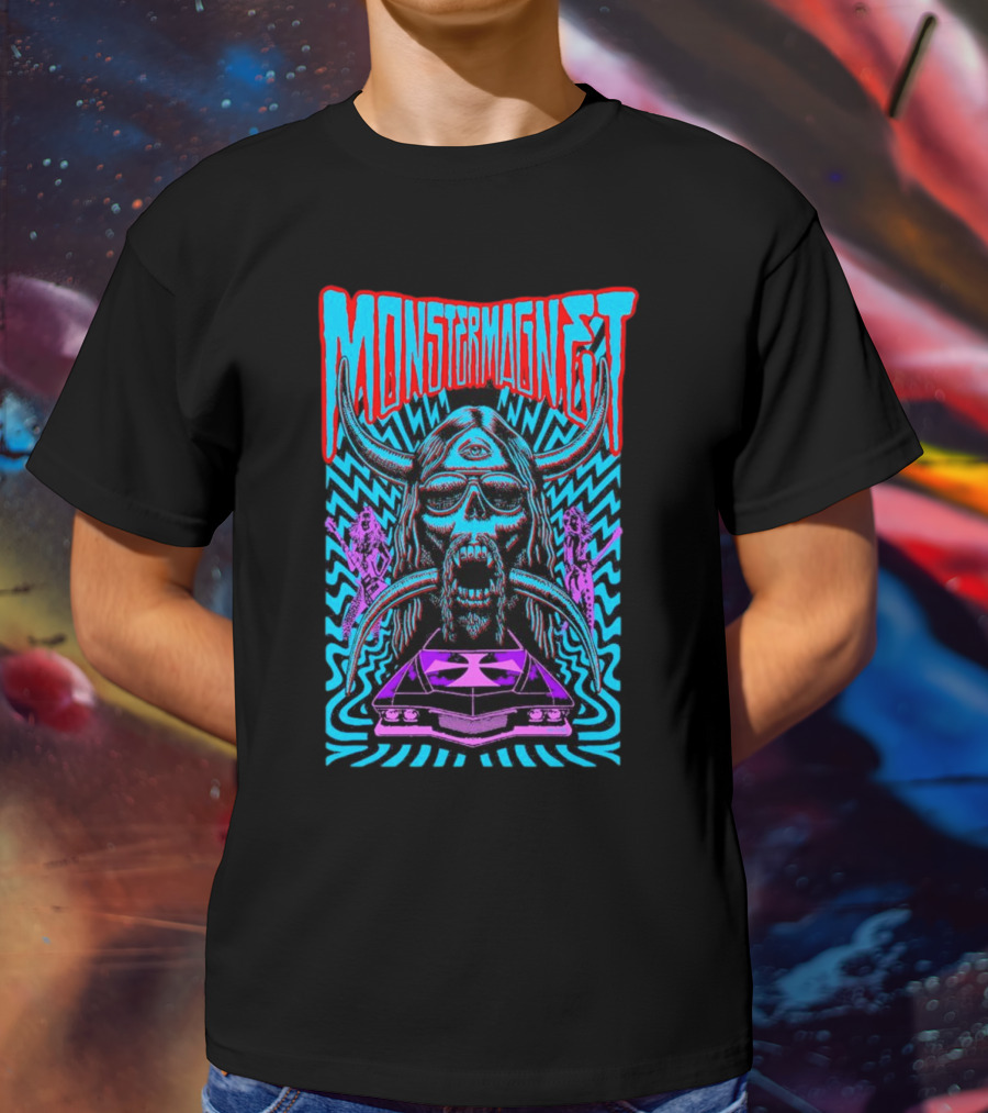 Monster Magnet Vampiric Psychedelic Skull And Car T-Shirt